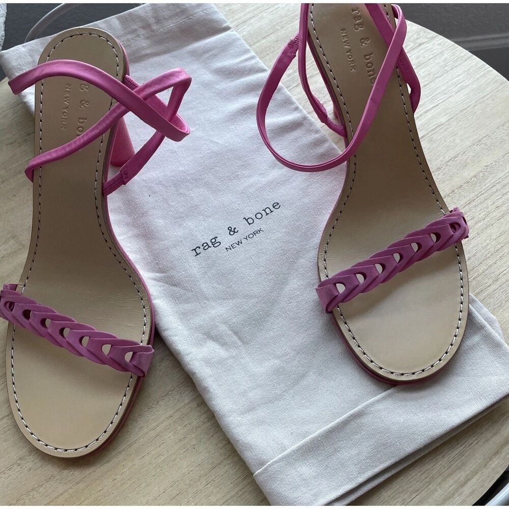New rag & bone Infinity Cylinder-Heel Slingback Sandals in Pink Size 40 US 10 - Picture 6 of 8